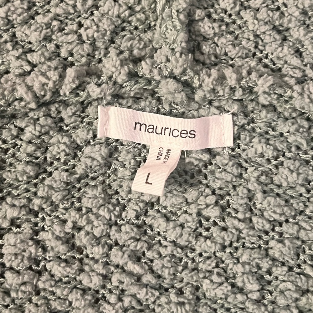 Maurices Textured Green V-Neck Hooded Sweater Large - Picture 3 of 4